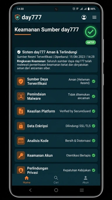 Tampilan kanal resmi day777