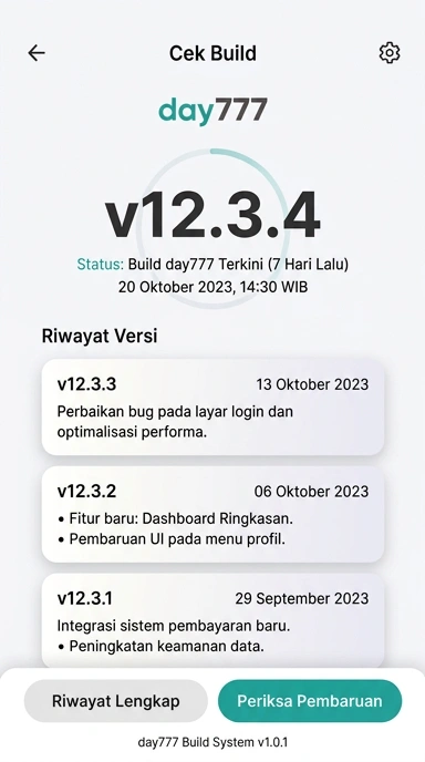 Tampilan riwayat versi day777